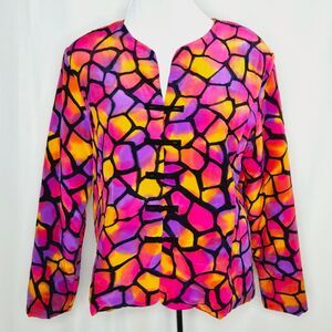 Aliki Yamani Creations Siesta 100% Silk Hand Painted Quilted Jacket Size Large